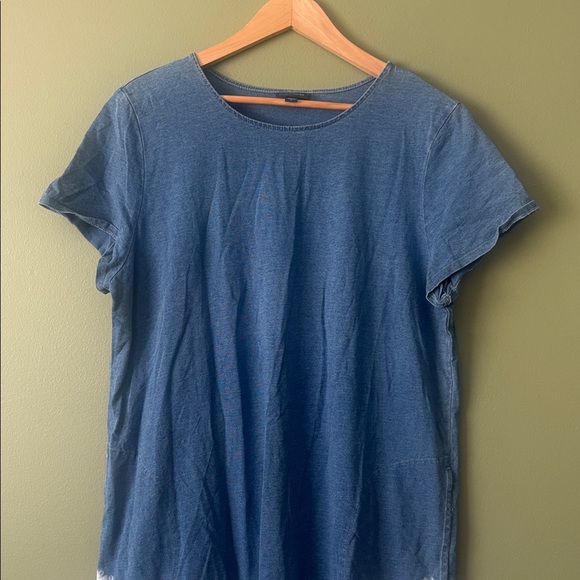 J. Jill Pure Jill Chambray Indigo Blue Dip Dye Tie Dye T-shirt Dress Sz XL - Picture 2 of 7